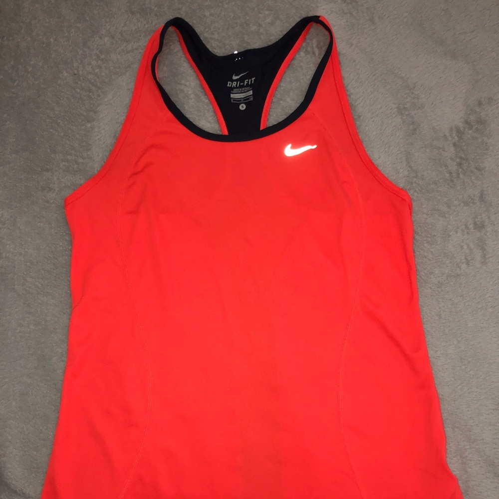 Orange and navy blue small nike tank top